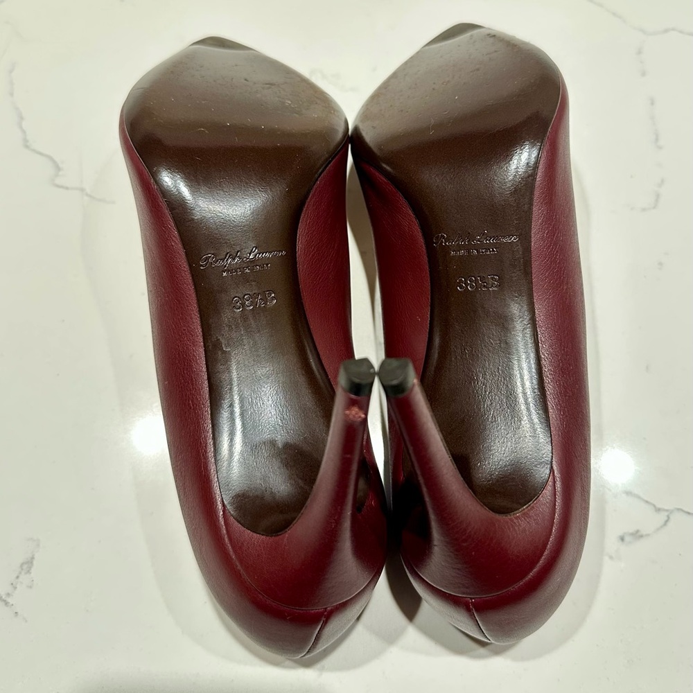 Ralph Lauren Purple Label Burgundy Leather Heels - size 8.5 / 38.5B - Picture 7 of 8